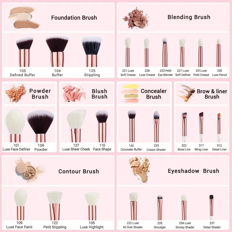 Jessup Professional Makeup Brushes Set 6-25pcs Makeup Brush Natural Synthetic Foundation Powder Highlighter Pearl White T215