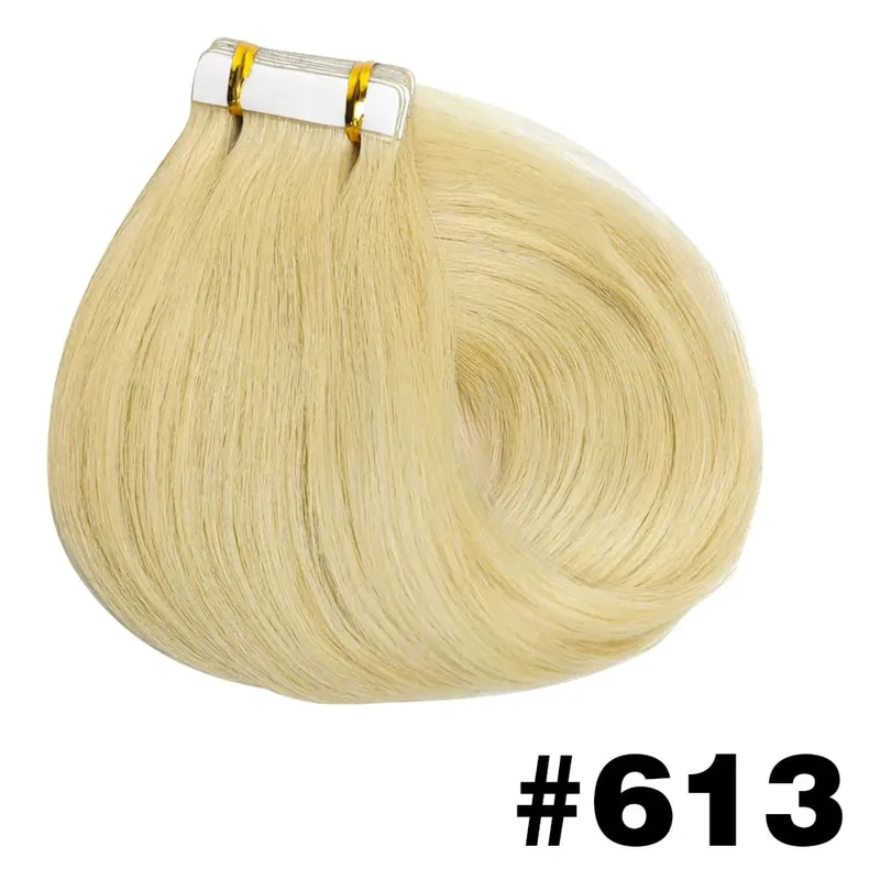Tape In Hair Extensions Human Hair Straight Natural Black Seamless Weft Skin Extensions 20Pcs 50g/Pack Invisible Tape ins Hair