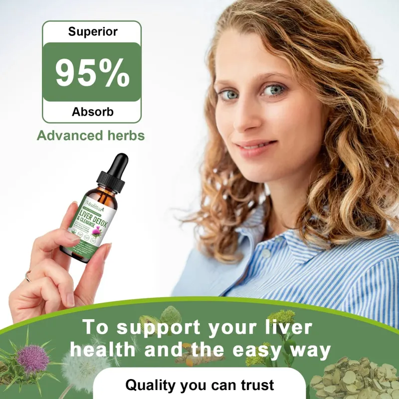 Mulittea Liver Health Drops with Milk Thistle & Artichoke -60ml Herbal Blend with Silymarin Dandelion Turmeric & Berberine for Liver Cleanse Detox Repair & Daily Support