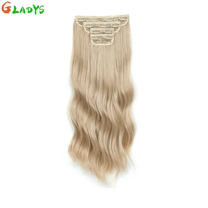 Ombre Clip Ins Synthetic Hair Extensions High Temperature Fiber Body Wave Brown 11 Clip Ins Daily Use Hair Piece Extensions
