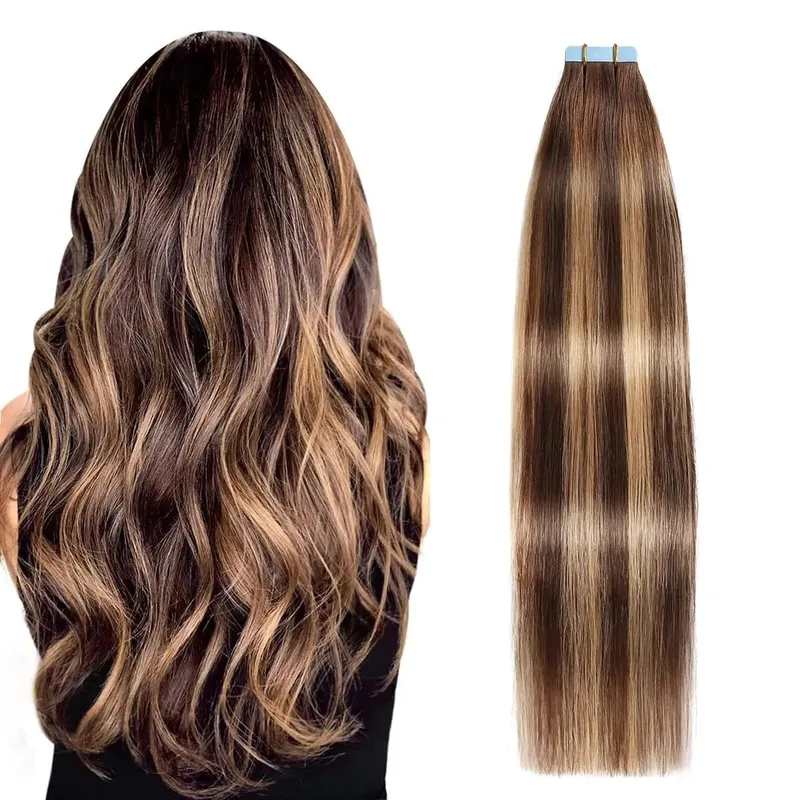 Human Hair Extensions Tape in Hair Extensions Invisible Tape in Hair Extensions Chocolate Brown Tape ins Extensions #4 20pcs 50g