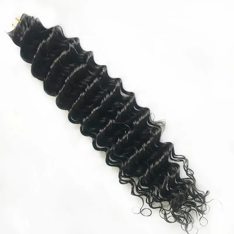 Deep Curly Tape In Human Hair Extensions Curly Wave Brazilian Human Hair Adhesive Remy Hair Skin Weft Seamless Invisible Tape In