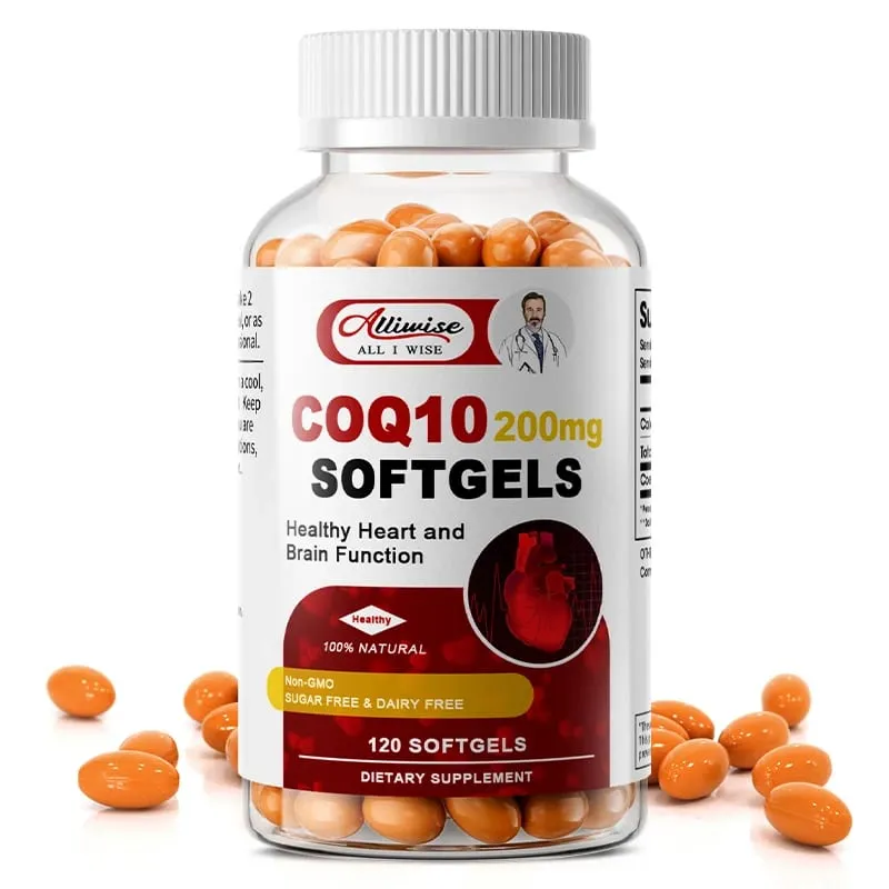 Alliwise Coenzyme Q10 CoQ10 200mg Capsules Antioxidant for Heart Health and Immune Support Energy Production