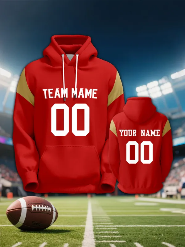 Men's Custom Football Hoodie Personalized Printed Team Name Number Sweatshirt Game Day Pullover Gift — image 6