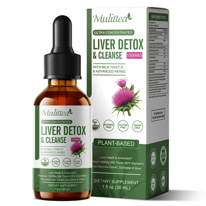 Mulittea Liver Health Drops with Milk Thistle & Artichoke -60ml Herbal Blend with Silymarin Dandelion Turmeric & Berberine for Liver Cleanse Detox Repair & Daily Support