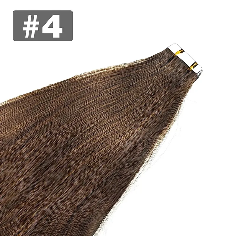 Dark Brown Tape In Hair Extensions Human Hair 20pcs 100% Remy Human Hair Straight Seamless Invisible Tape In Hair Extensions — image 12