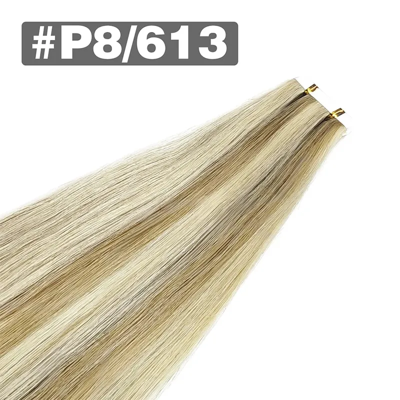 Dark Brown Tape In Hair Extensions Human Hair 20pcs 100% Remy Human Hair Straight Seamless Invisible Tape In Hair Extensions