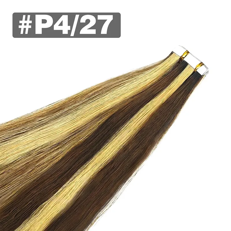 Tape in Hair Extensions Straight 100% Human Hair 20Pcs Natural Black Invisible Seamless Natural Black Tape Ins Hair Extensions