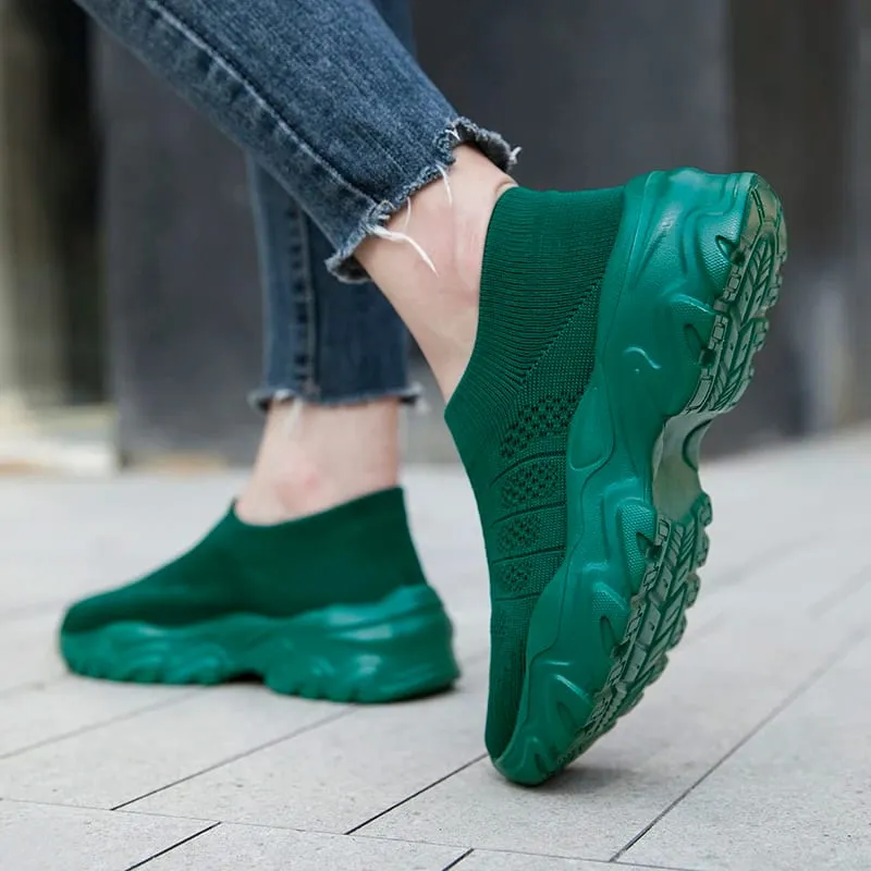Men's Breathable Knit Sock Sneakers Lightweight Platform Walking Shoes for Outdoor Walking Commuting and Casual Wear