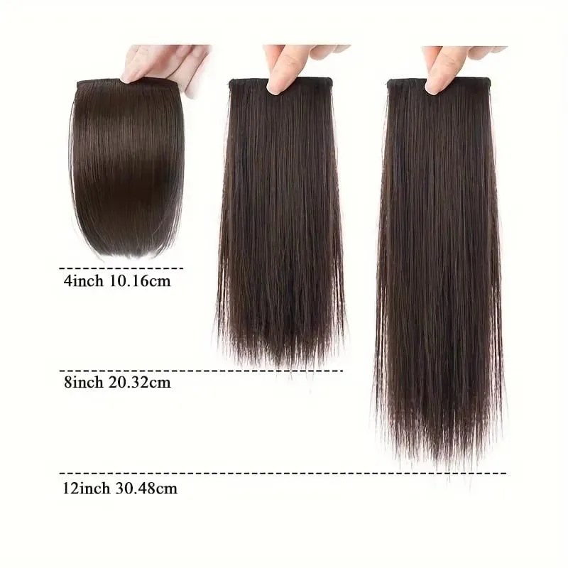 Seamless Synthetic Clip Ins Bangs Hair Extension With Secure BB Clips Thick Lining of Hair Top Side Cover Hairpieces for Women