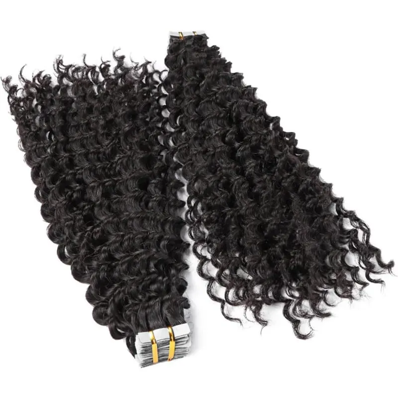 Deep Wave Tape In Hair Extensions Human Hair 20Pcs Double Sided Invisible Tape Hair Extension 50G/Pack Remy Human Hair Tape Ins — image 3