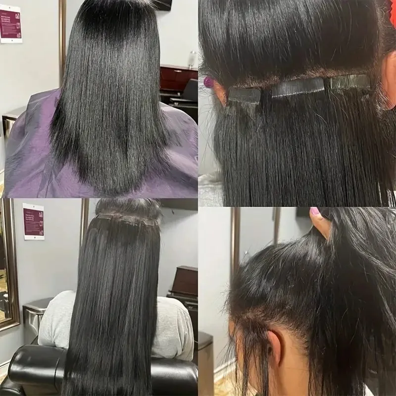 Tape In Hair Extensions Human Hair Straight Natural Black Seamless Weft Skin Extensions 20Pcs 50g/Pack Invisible Tape ins Hair