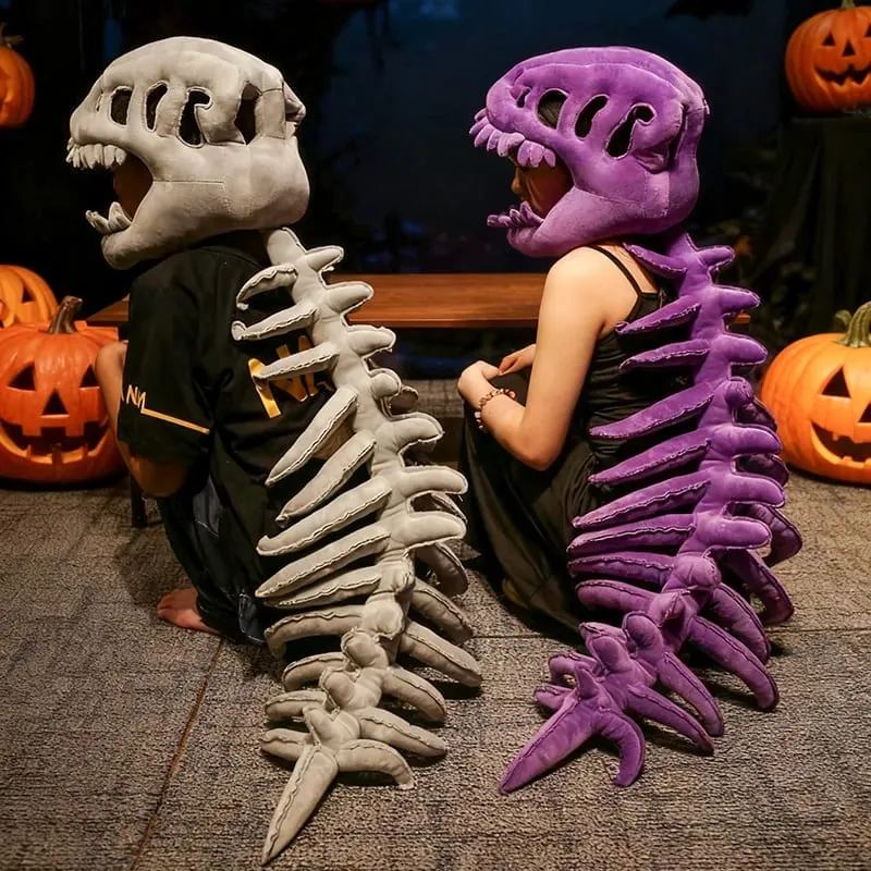 Dinosaur Skeleton Headgear Pillow - 4 Colors Perfect for Party Cosplay & Cozy Sofa Lounging