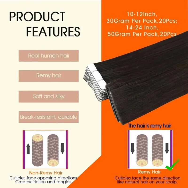 Full Shine 20-Piece Seamless Tape-in Human Hair Extensions Crafted with Injected Machine Remy Hair Invisible Tape-in Extension