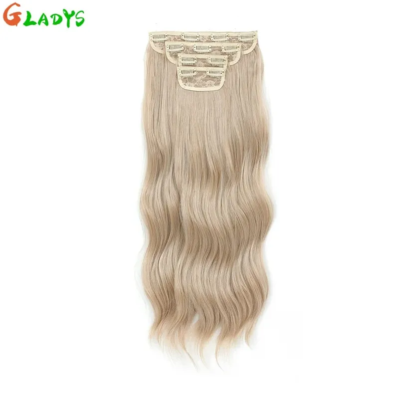 Ombre Clip Ins Synthetic Hair Extensions High Temperature Fiber Body Wave Brown 11 Clip Ins Daily Use Hair Piece Extensions