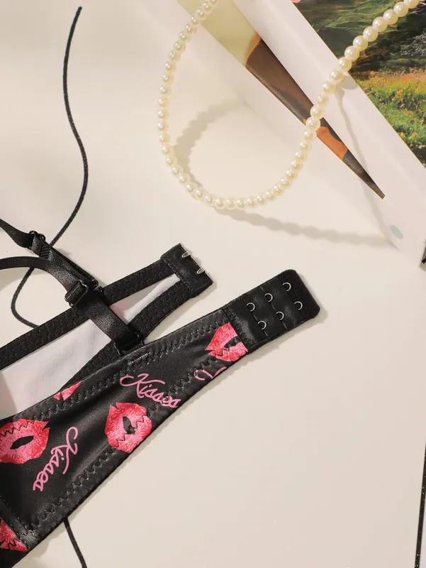 Vysoce kvalitní tištěná patchworková krajka Sexy spodní prádlo Dámské Kostice Push Up Podprsenky Dámské spodní prádlo Sada kalhotek S-XL
