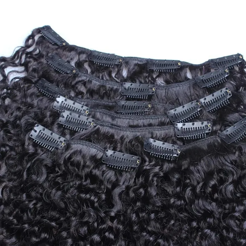 120g Kinky Curly Clip in Hair Extensions Clip Ins Human Hair 8 Pcs Per Set With 18 Clips Human Hair Extensions For Black Women