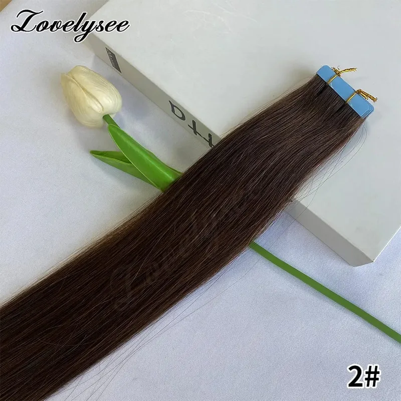 Luxurious Highlight Invisible Tape In Hair Extensions Human Hair Injection Pu Tape In Straight Hair Extensions Thick Ends — image 8