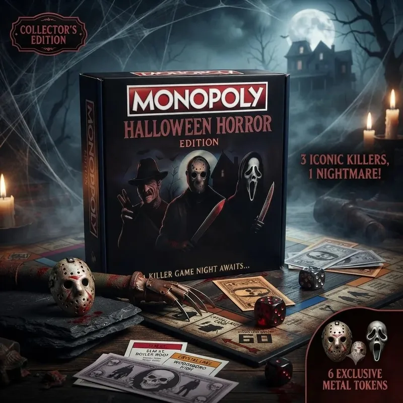 Halloween Horror Monopoly Board Game Horror Movie Killer Character Themed Desktop Game Adult Family Party Game Night Prop Collectible Gift for Horror Lovers — image 5
