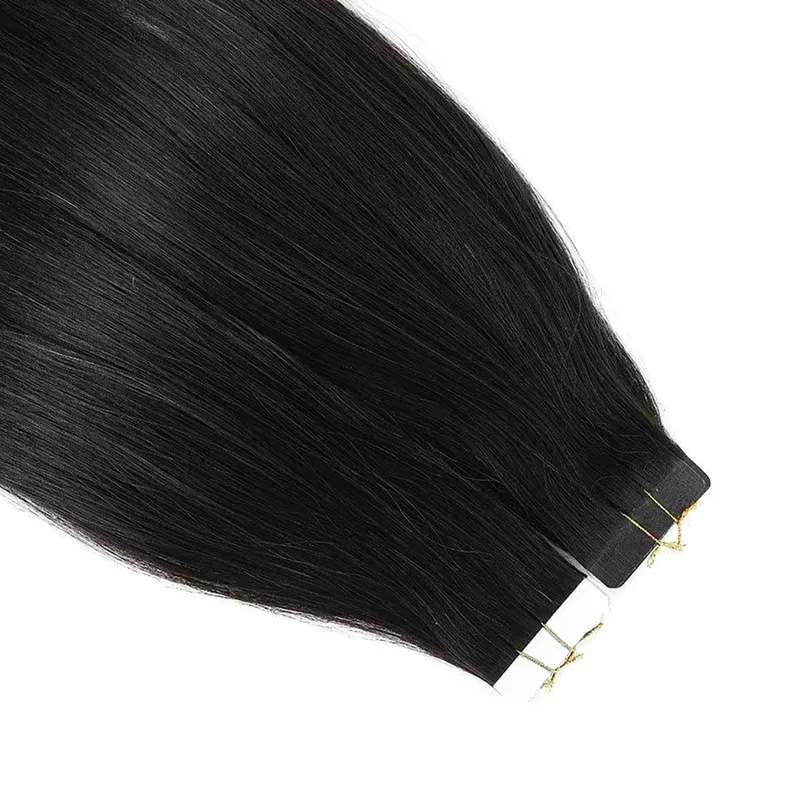 Tape Ins Human Hair Extensions Natural Black 16-26 inch 50G 20Pcs Skin Weft Seamless Invisible Silky Straight Remy Human Hair