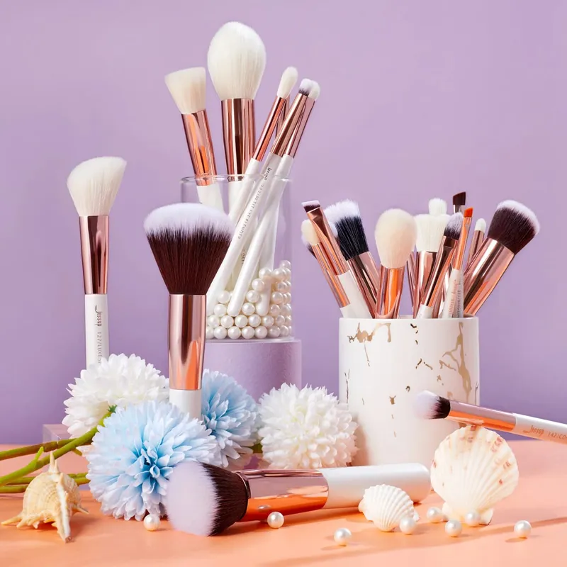 Jessup Professional Makeup Brushes Set 6-25pcs Makeup Brush Natural Synthetic Foundation Powder Highlighter Pearl White T215