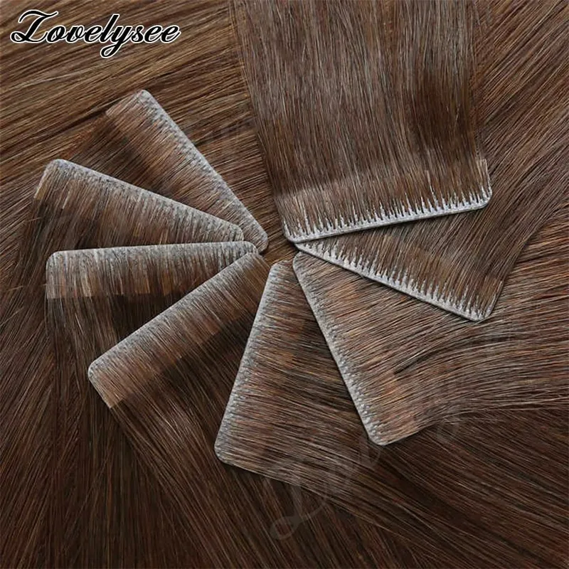 Luxurious Highlight Invisible Tape In Hair Extensions Human Hair Injection Pu Tape In Straight Hair Extensions Thick Ends — image 2