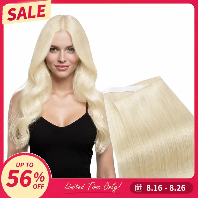 Moresoo Tape in Weft Hair Extensions Genius Weft 50G One Piece Long Tape Weft Invisible Skin Wef Human Hair Extensions Natural