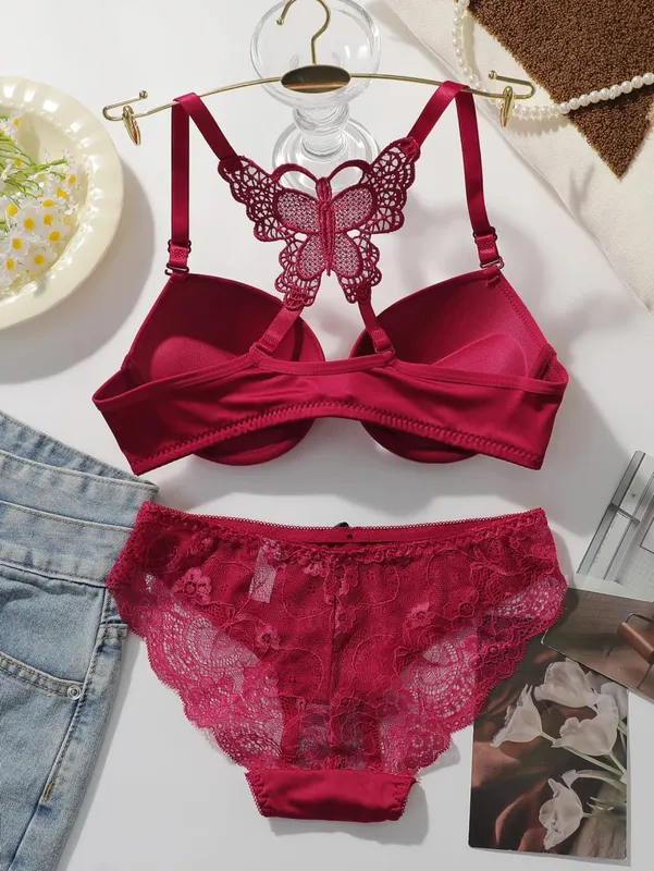 Women's Front Closure Push Up Bra and Panty Set Underwire Lingerie Set 2 Piece Underwear Sets Sexy Comfortable Daily Essentials