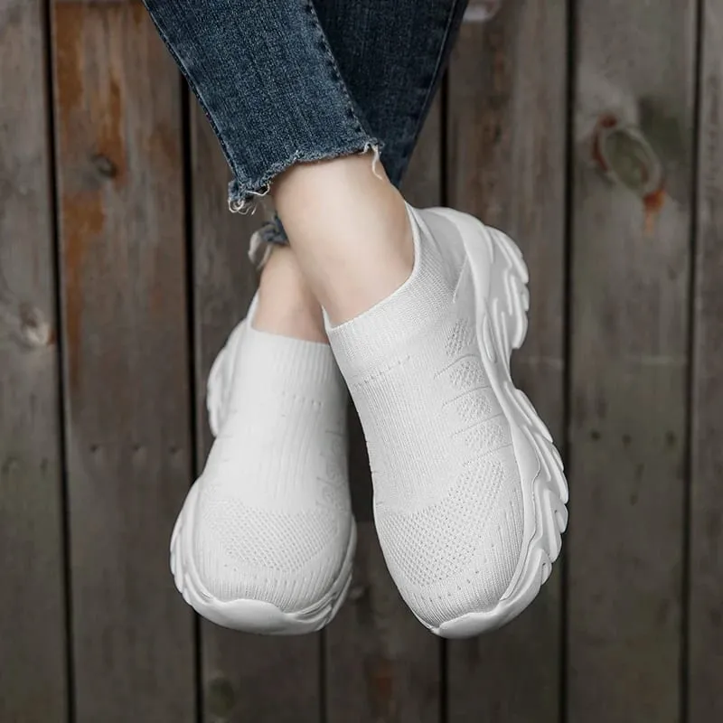Men's Breathable Knit Sock Sneakers Lightweight Platform Walking Shoes for Outdoor Walking Commuting and Casual Wear