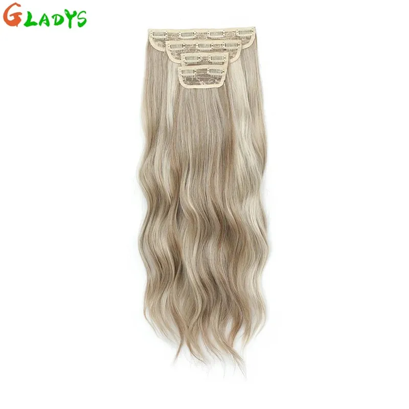 Ombre Clip Ins Synthetic Hair Extensions High Temperature Fiber Body Wave Brown 11 Clip Ins Daily Use Hair Piece Extensions