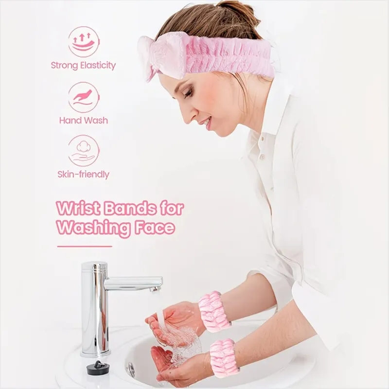 24-piece Beauty and Skincare Set: Face washing headband wristband makeup sponge powder puff and cleansing brush full set