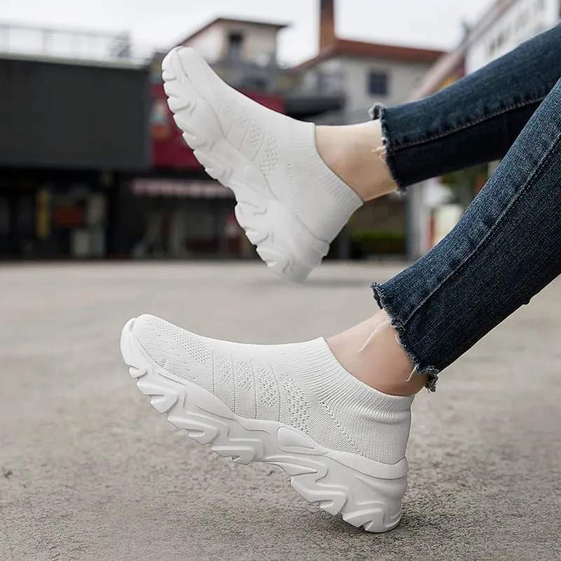 Men's Breathable Knit Sock Sneakers Lightweight Platform Walking Shoes for Outdoor Walking Commuting and Casual Wear