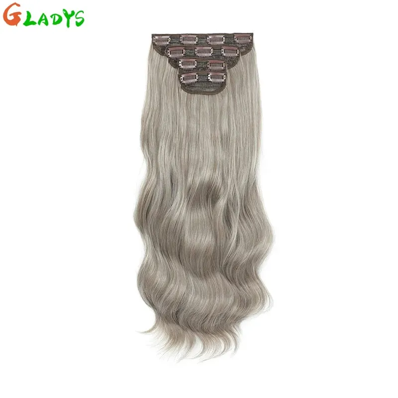 Ombre Clip Ins Synthetic Hair Extensions High Temperature Fiber Body Wave Brown 11 Clip Ins Daily Use Hair Piece Extensions