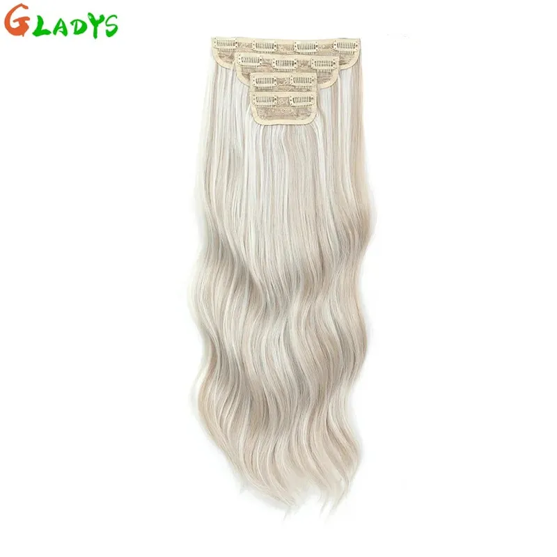Ombre Clip Ins Synthetic Hair Extensions High Temperature Fiber Body Wave Brown 11 Clip Ins Daily Use Hair Piece Extensions
