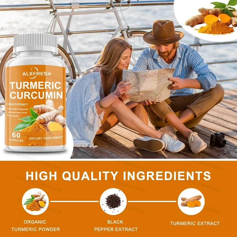 Curcumin Capsules Potent Anti-inflammatory Effects Relieve Joint Swelling Stiffness Slow Aging Improve Mood Promote Digestion
