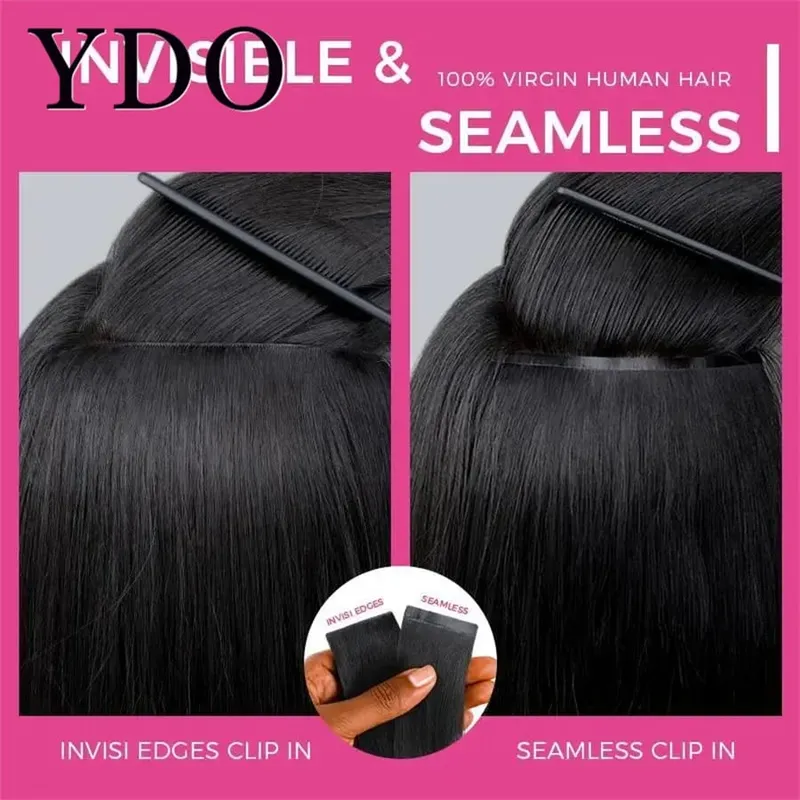 Body Wave PU Clip In Human Hair Extensions Highlight Blonde 4/27 Unprocessed Brazilian RAW Virgin Human Hair Clip Ins For Women — image 3
