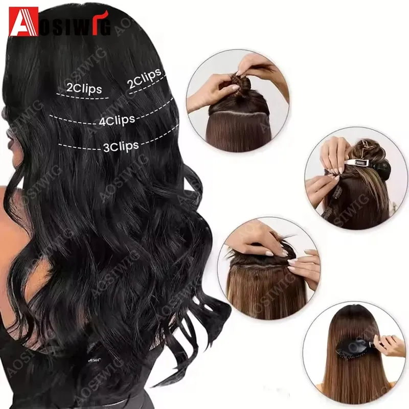 Synthetic 11 Clips Clips in Hair Extensions Long Curly Hairstyle Black Blonde Hairpieces Heat Resistant False Hair Daily Use — image 6