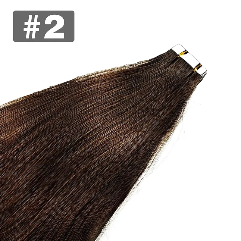 Tape in Hair Extensions Straight 100% Human Hair 20Pcs Natural Black Invisible Seamless Natural Black Tape Ins Hair Extensions
