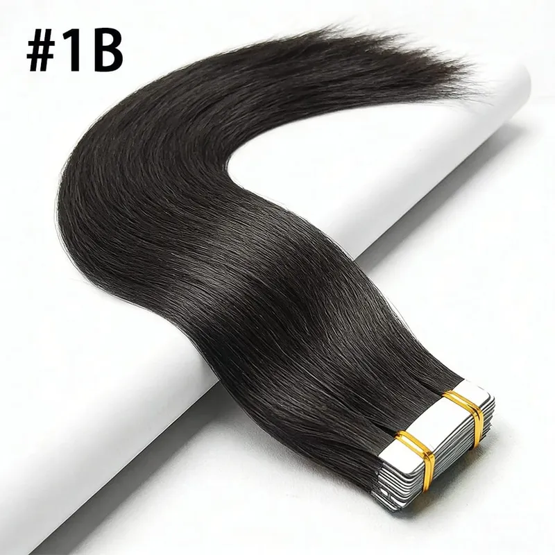 Tape Ins Human Hair Extensions Natural Black 16-26 inch 50G 20Pcs Skin Weft Seamless Invisible Silky Straight Remy Human Hair
