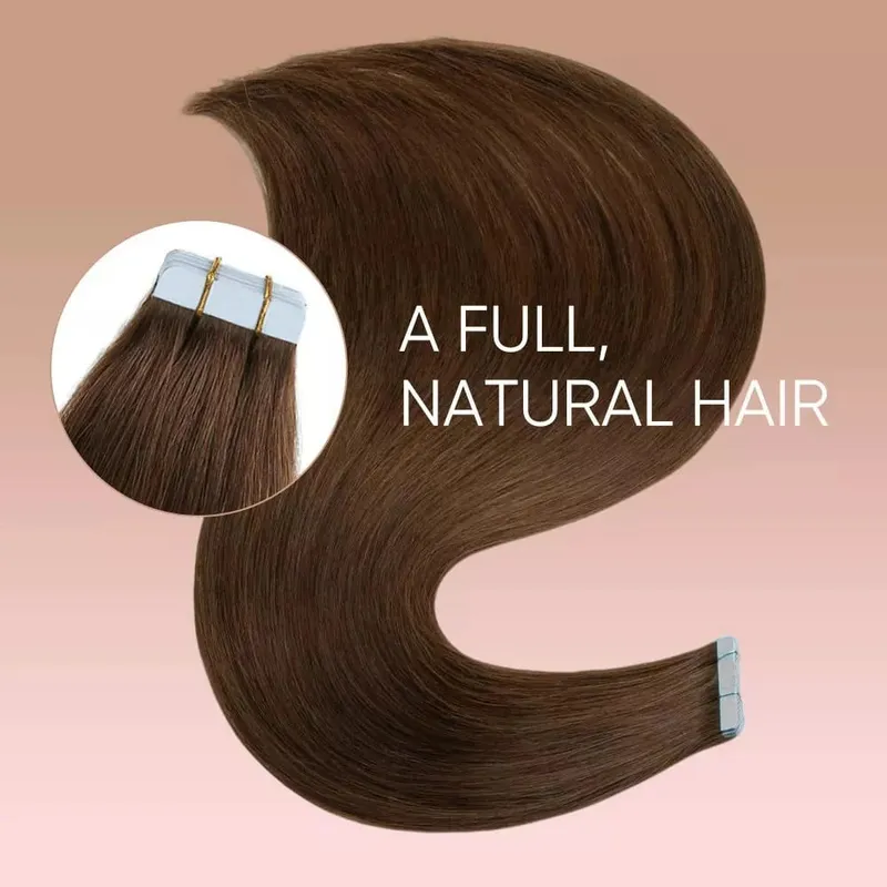 Human Hair Extensions Tape in Hair Extensions Invisible Tape in Hair Extensions Chocolate Brown Tape ins Extensions #4 20pcs 50g