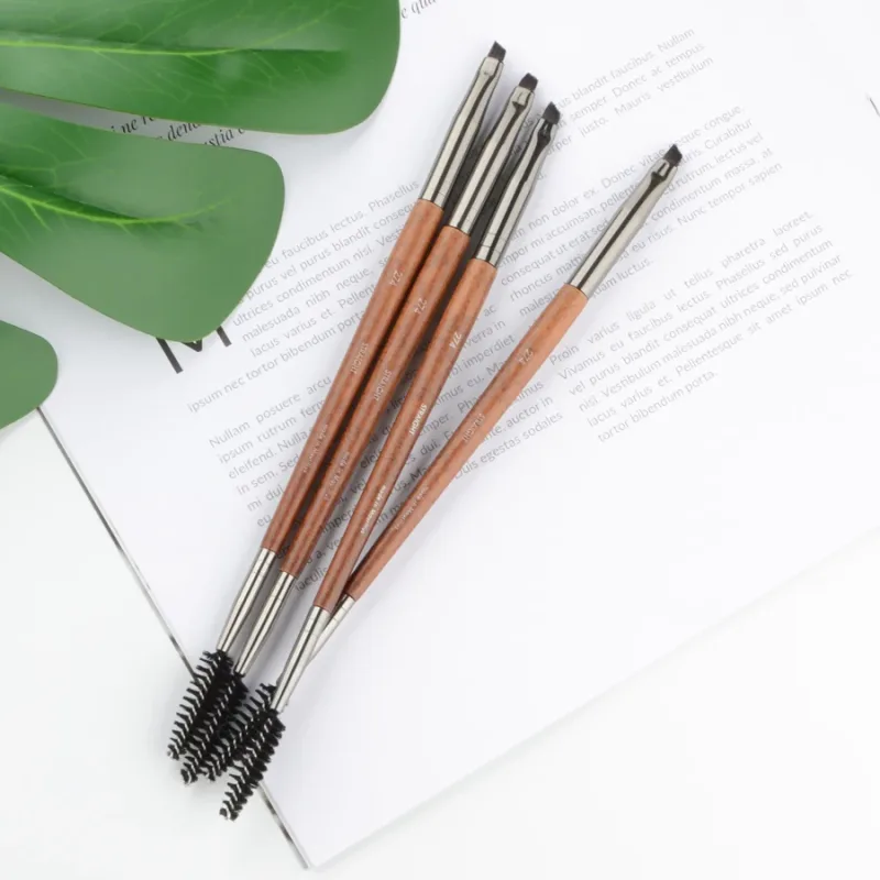 1 pieza #274 brocha de maquillaje de cejas en ángulo de doble punta, brochas de maquillaje profesionales de madera Natural, herramientas cosméticas