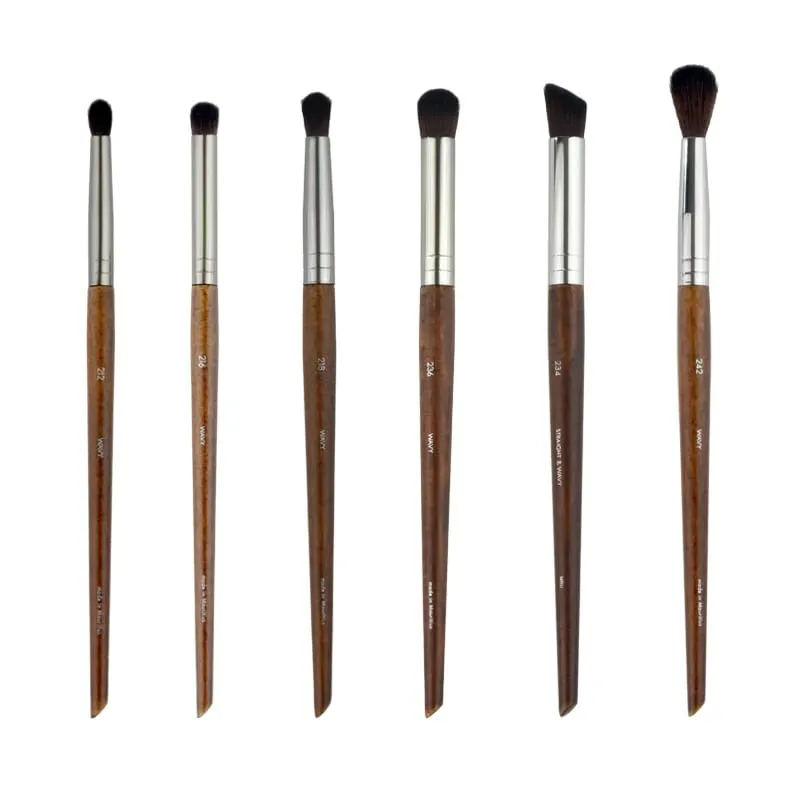 Naturligt træ Øjenmakeup børster hele sæt Pro Crease Øjenskygge Make-up kit smudge highlighter øjenbryn Læbevippebørste praktisk