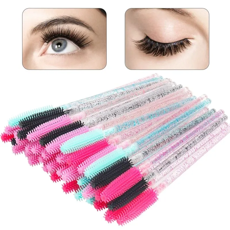 50 ks silikonové krystalové řasenky aplikátor jednorázové diamantové kartáčky na řasy hřeben pro ženy Krása štětec na make-up nástroje — image 2