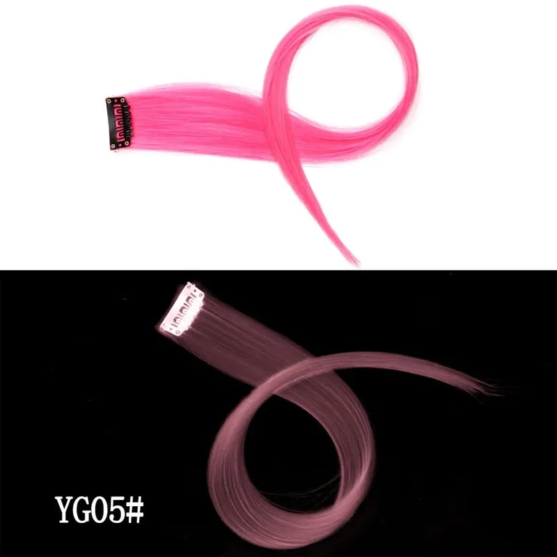Synthetic Clip-On Hair Extension 20Inch 11Colors Glowing Clip-In One Piece Shines Fluorescent Fake Hairpiece For Women — image 11
