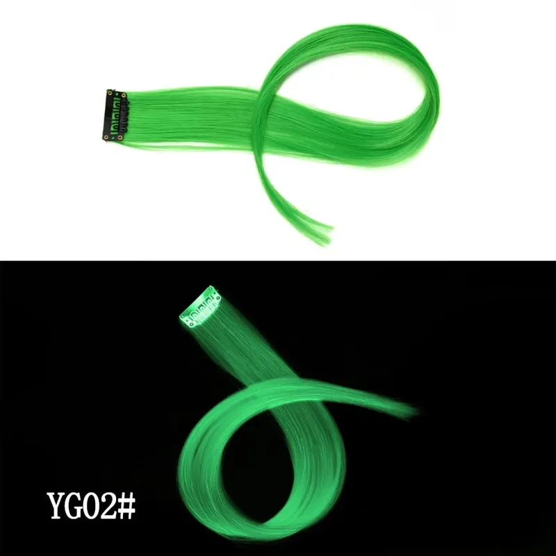 Synthetic Clip-On Hair Extension 20Inch 11Colors Glowing Clip-In One Piece Shines Fluorescent Fake Hairpiece For Women — image 8