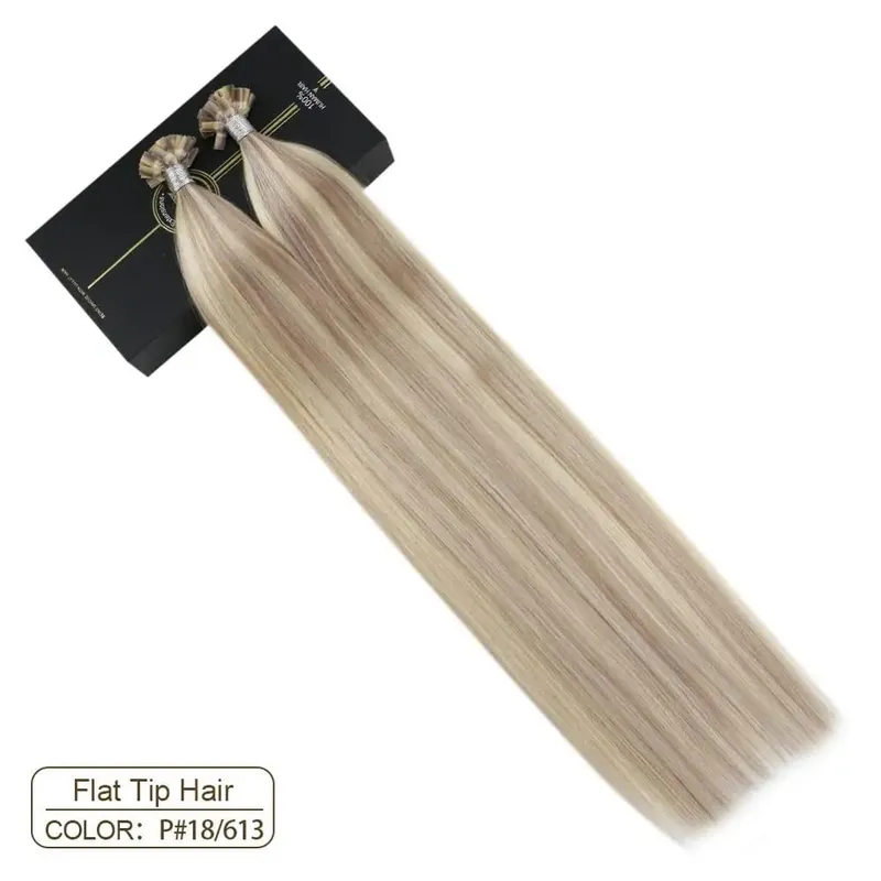 Ugeat FLAT TIP ต่อผมมนุษย์ผม Pre-Bonded Hair Extensions 14-24 "Keratin FLAT Human Hair balayage สีผม 1g/1 S