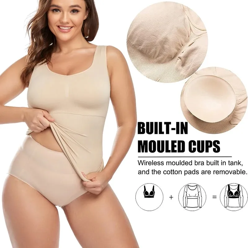 Áo ba lỗ dành cho nữ có tích hợp áo ngực Kệ áo ngực dây đeo rộng thông thường Yếm cơ bản không tay định hình với áo ngực có thể tháo rời