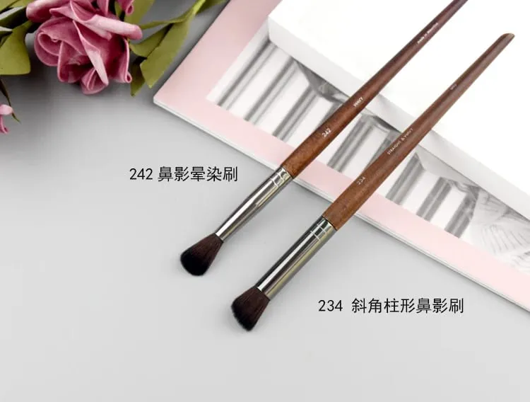 Naturligt træ Øjenmakeup børster hele sæt Pro Crease Øjenskygge Make-up kit smudge highlighter øjenbryn Læbevippebørste praktisk