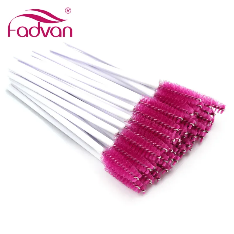 Fadvan 50 unidades/pacote pincéis de maquiagem plástico micro varinha ferramenta escova de cílios postiços preto/rosa/colorido suprimentos de extensão de chicote