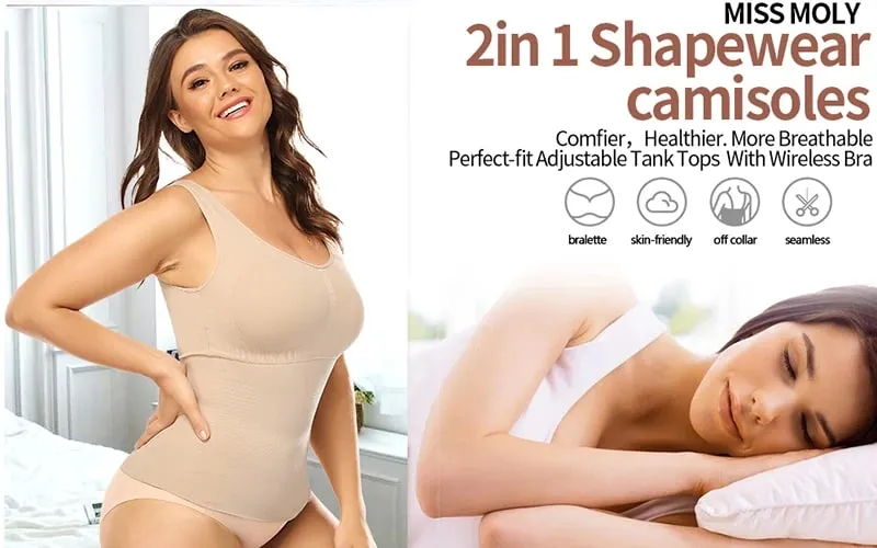 Áo ba lỗ dành cho nữ có tích hợp áo ngực Kệ áo ngực dây đeo rộng thông thường Yếm cơ bản không tay định hình với áo ngực có thể tháo rời